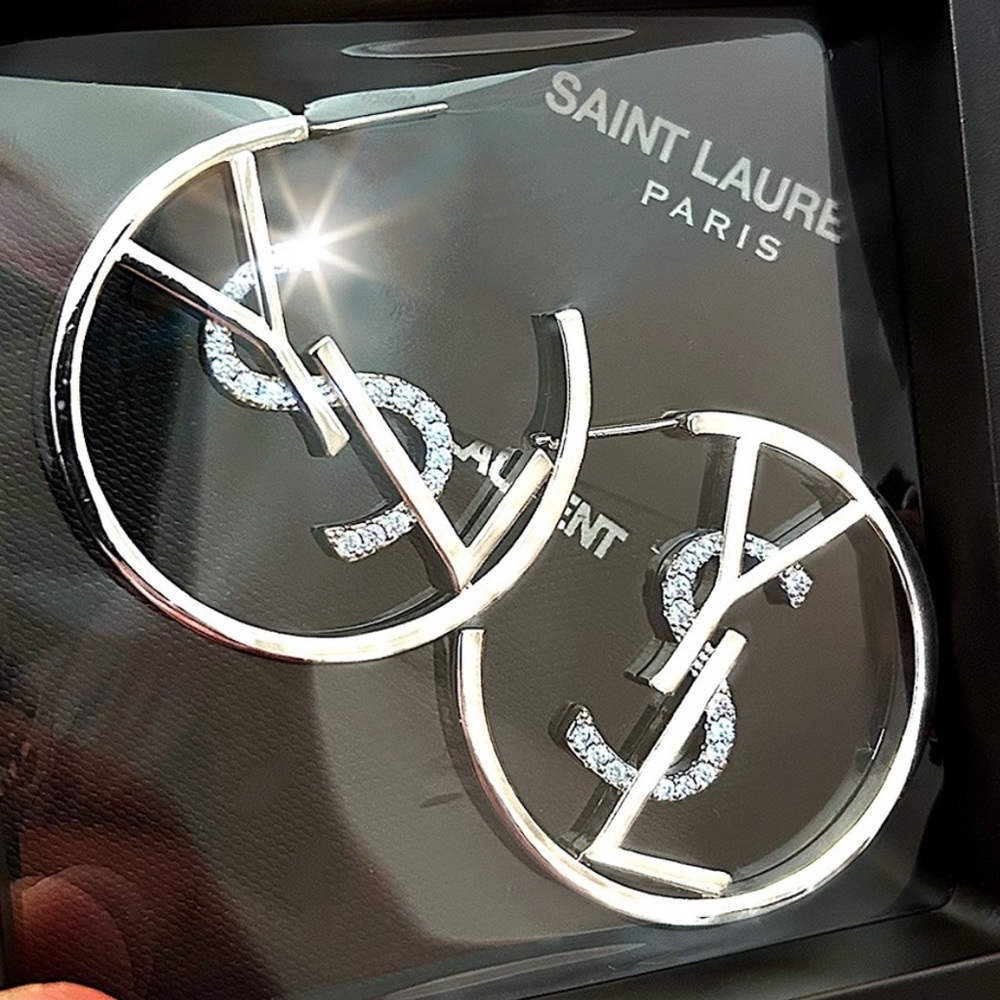 Authentic YSL Monogram Hoop Earring Set - Picture 8 of 12